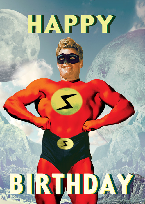 Happy Birthday Superhero Pants Greeting Card by Max Hernn